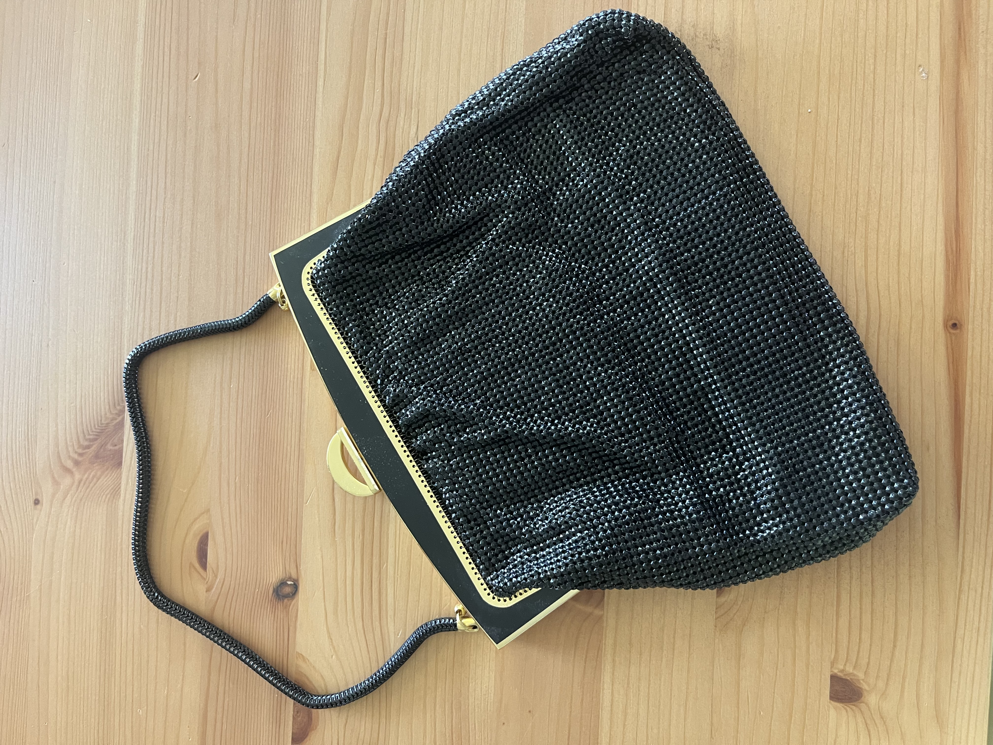 Park Lane Black Clasp Clutch with Gold Hardware