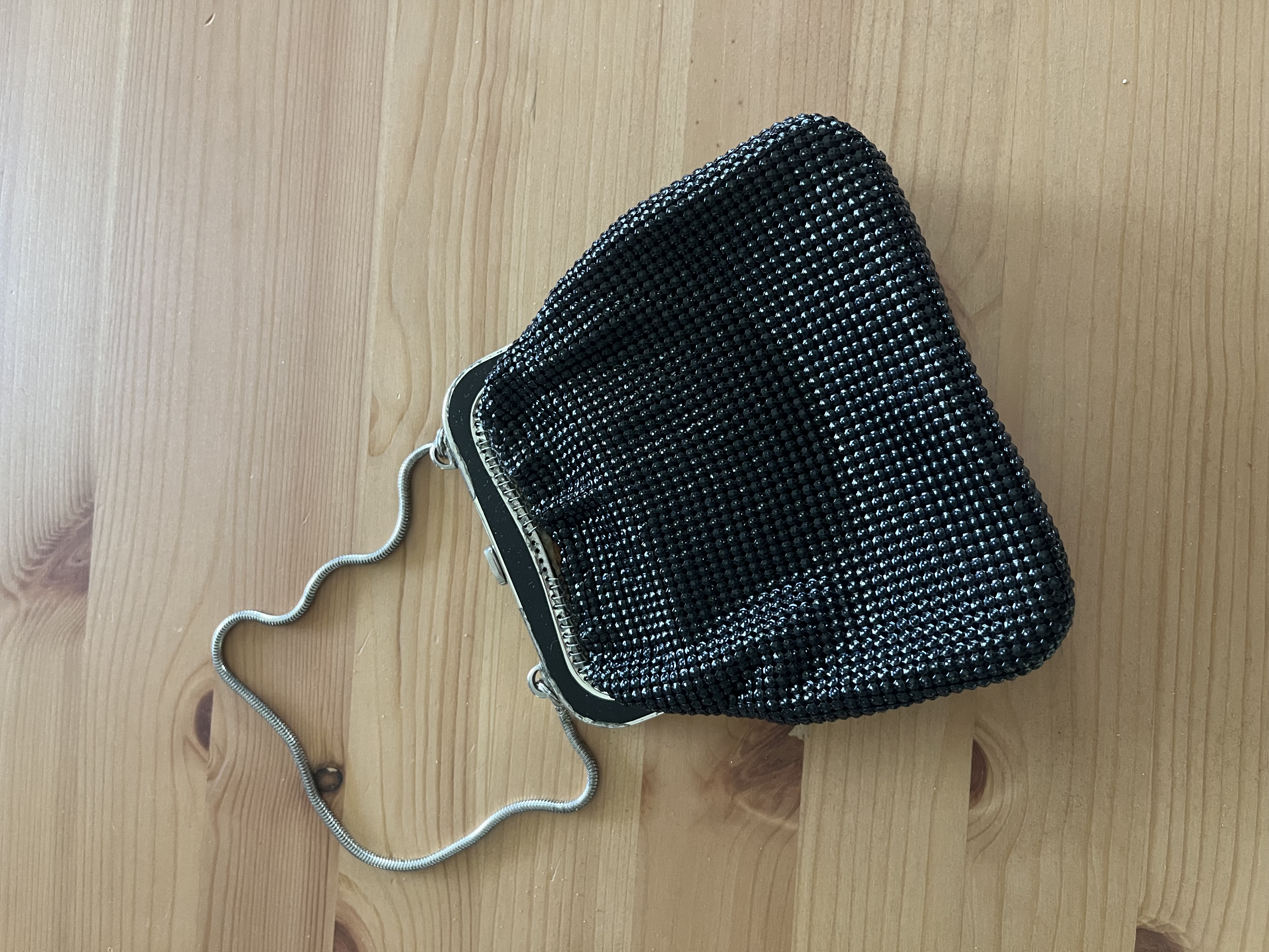 Black Park Lane Clasp Clutch with Silver Hardware