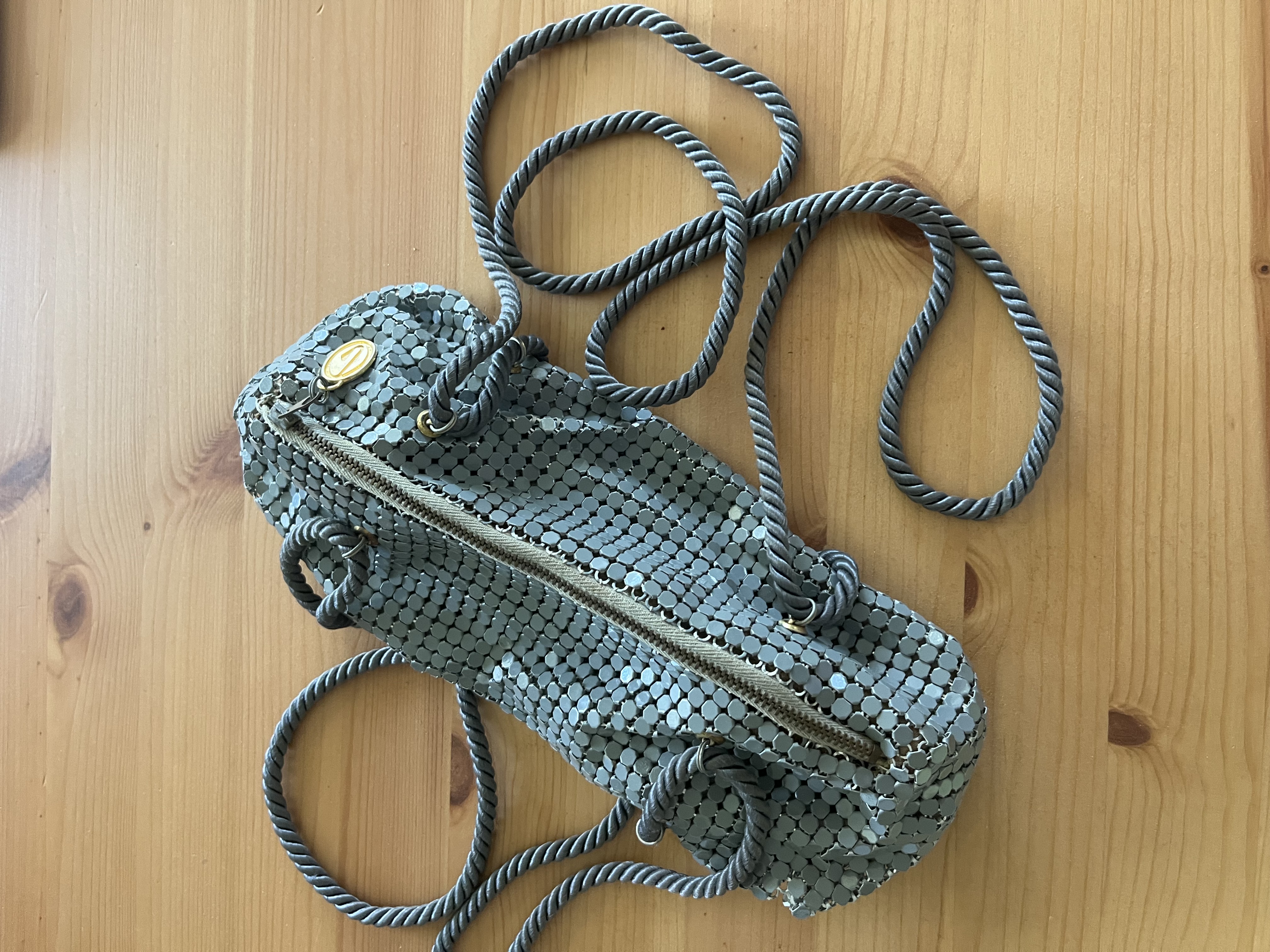 Dark-Grey Glomesh Rope Handle Clutch Top