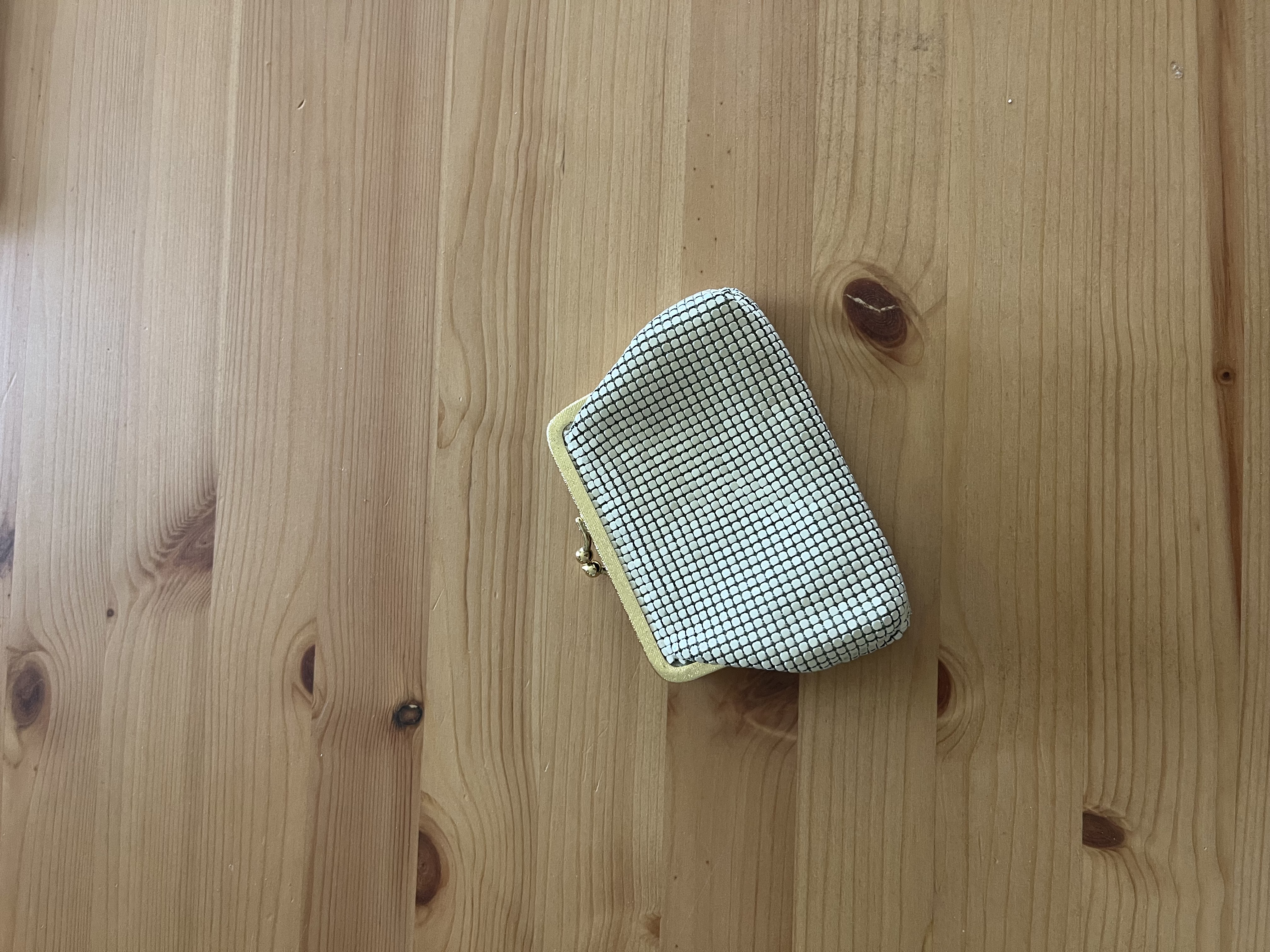 Cream Park Lane Small Coin Purse with Gold Hardware